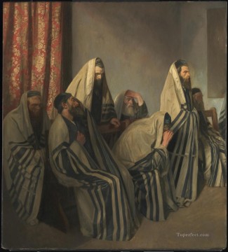 Judíos de luto en una sinagoga de Sir William Rothenstein Jewish Pinturas al óleo